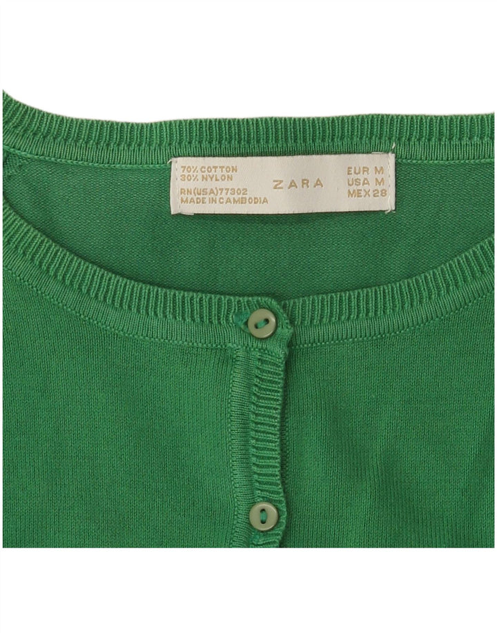 Pulover cardigan pentru femei Zara UK 12, bumbac verde mediu