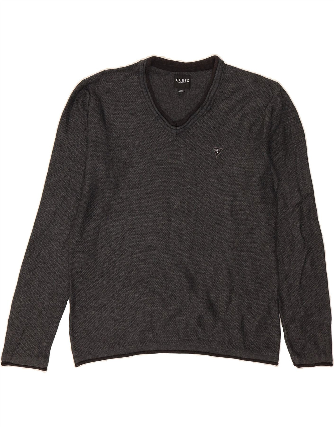 GUESS Mens V-Neck Jumper Sweater Small Grey Cotton Vintage Guess and Second-Hand Guess from Messina Hembry 