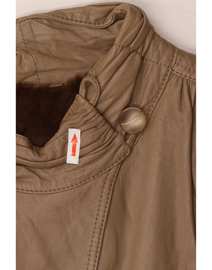 Jachetă vintage pentru femei din shearling UK 14 Medium Khaki