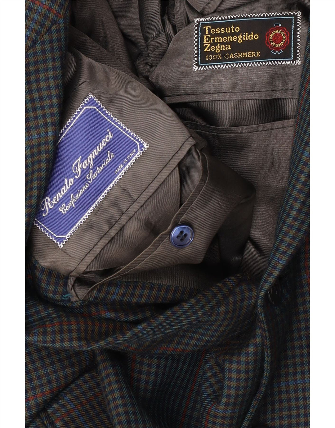 Sacou blazer pentru bărbați Ermenegildo Zegna, cu 3 nasturi, UK 40, mare, bleumarin, caroserie