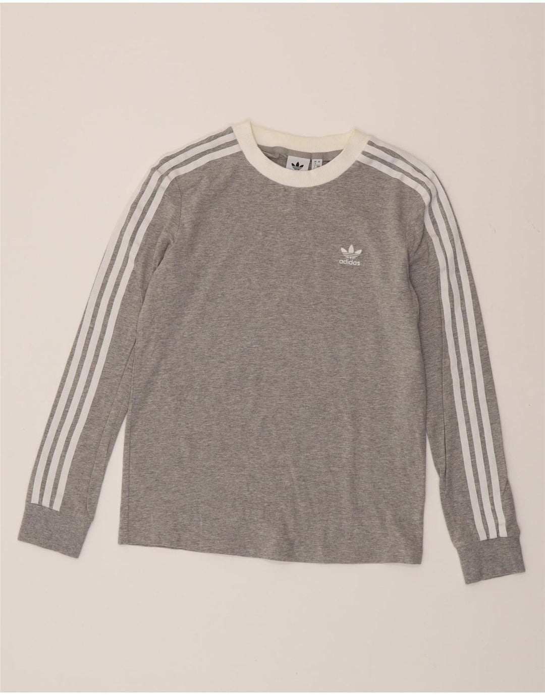 Top pentru femei ADIDAS cu mânecă lungă UK 8 mic, gri bumbac cu pete