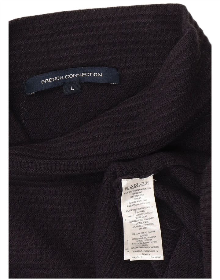 FRENCH CONNECTION Pulover cu gât rulat pentru femei UK 16 Large Negru