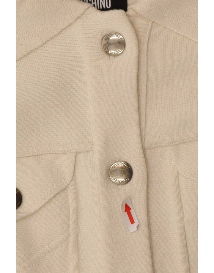 Pulover cardigan pentru femei Moschino UK 8 mic din lână albă