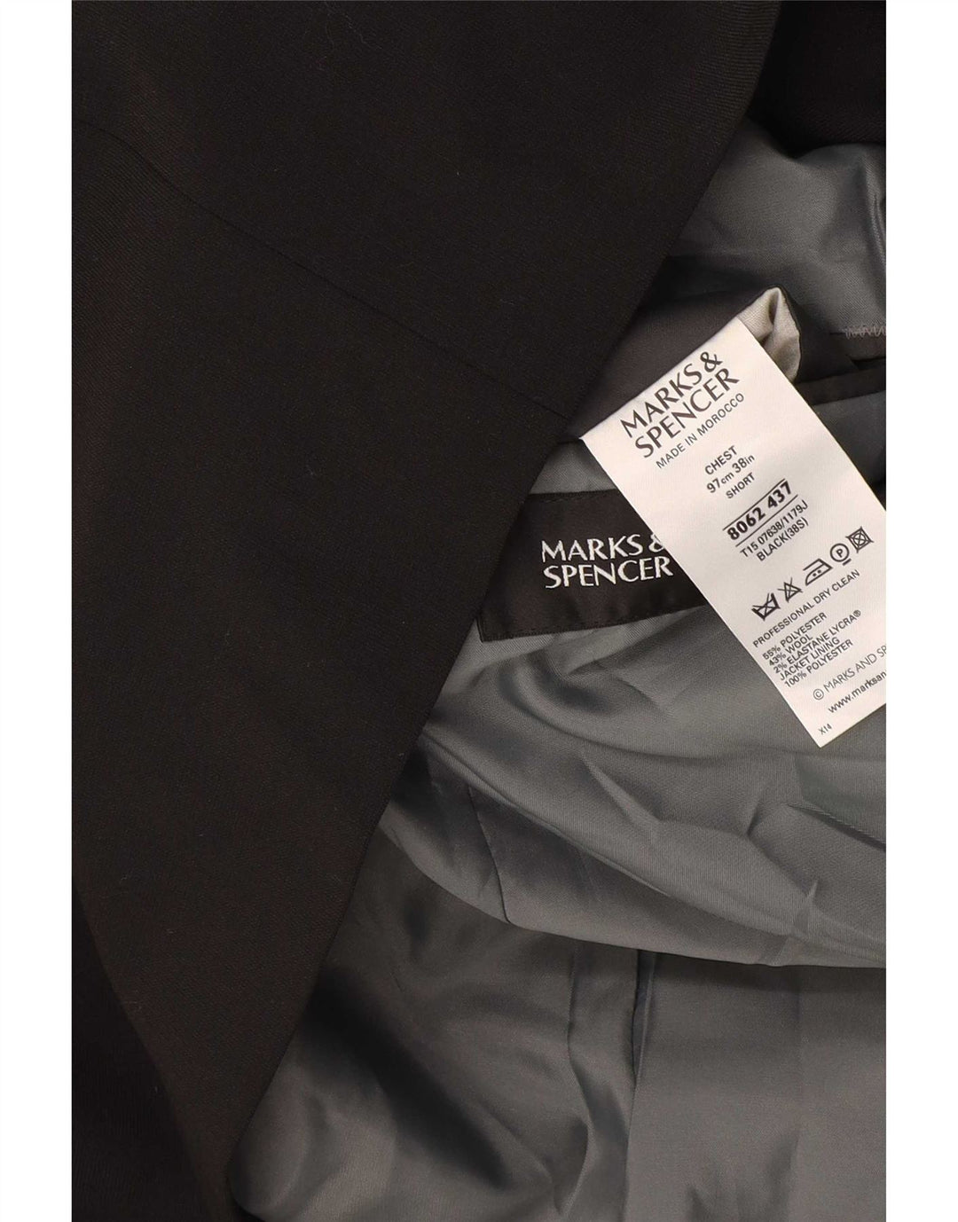 Jachetă pentru bărbați Marks & Spencer, scurtă, cu 3 nasturi, UK 38 Medium Black