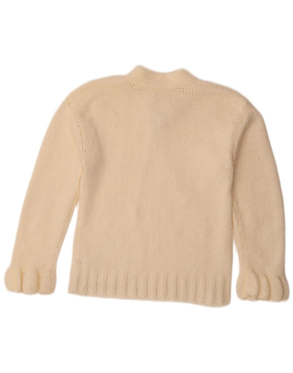 Pulover vintage cu gât țestoasă pentru femei UK 12 Medium Off White
