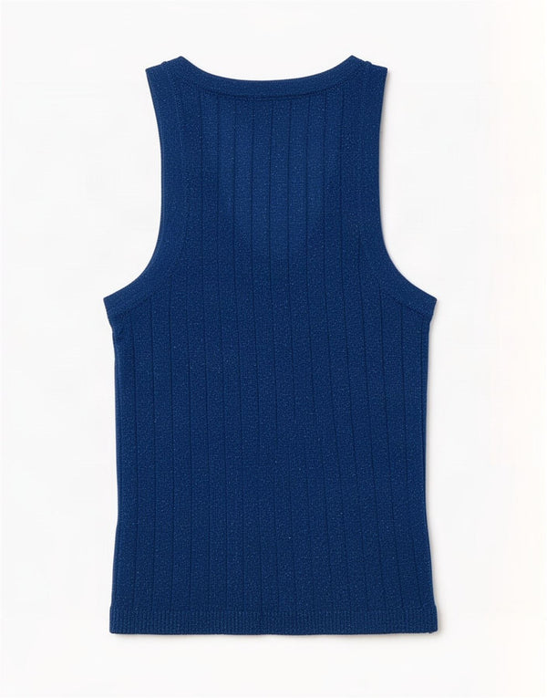 Vest Vest Top Femei Zara UK 4 XS Blue Flecked Viscose