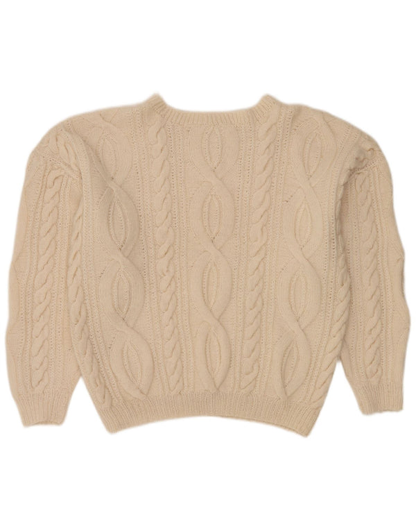 Pulover vintage pentru femei cu gât de barcă UK 20 2XL Bej