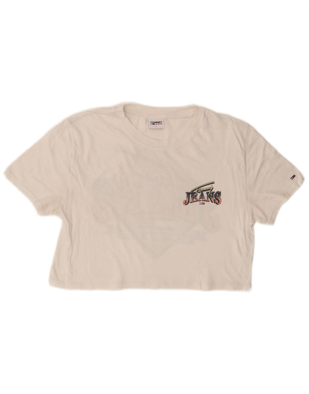 TOMMY HILFIGER Tricou cu grafic crop pentru femei Top UK 10 Small White