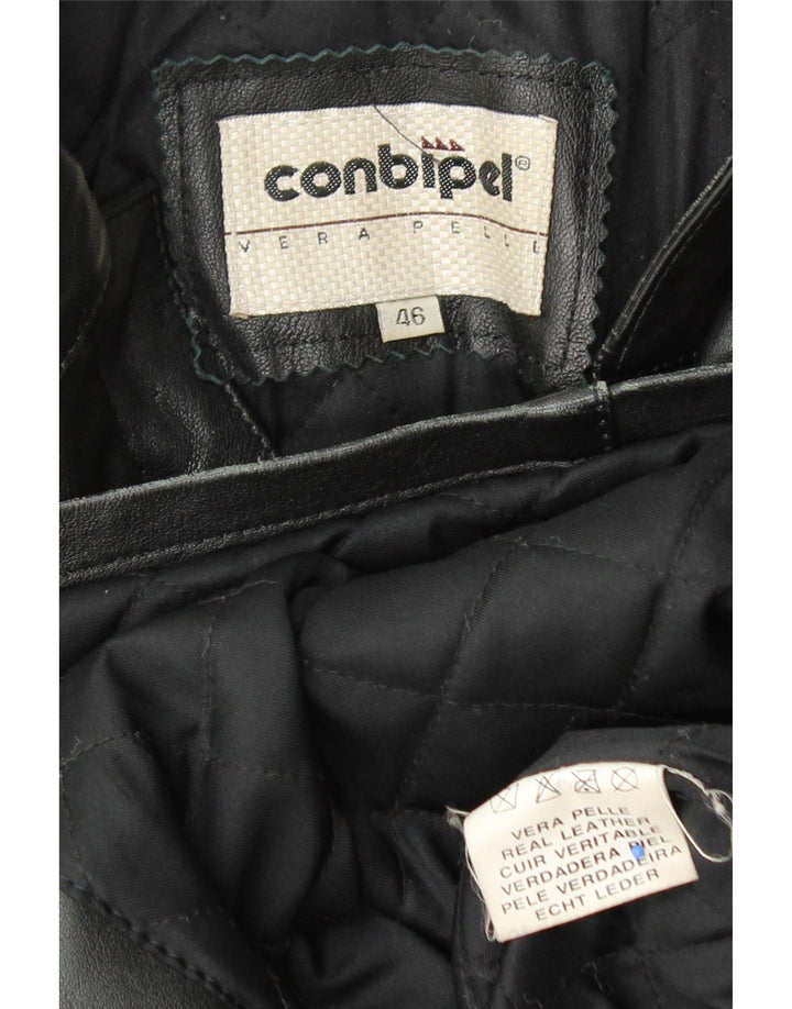 CONBIPEL Womens Leather Jacket IT 46 Large Black Leather Vintage Conbipel and Second-Hand Conbipel from Messina Hembry 