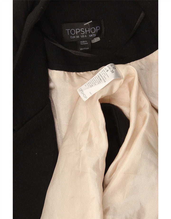 Topshop Jachetă Blazer deschisă pentru femei UK 10, poliester negru mic