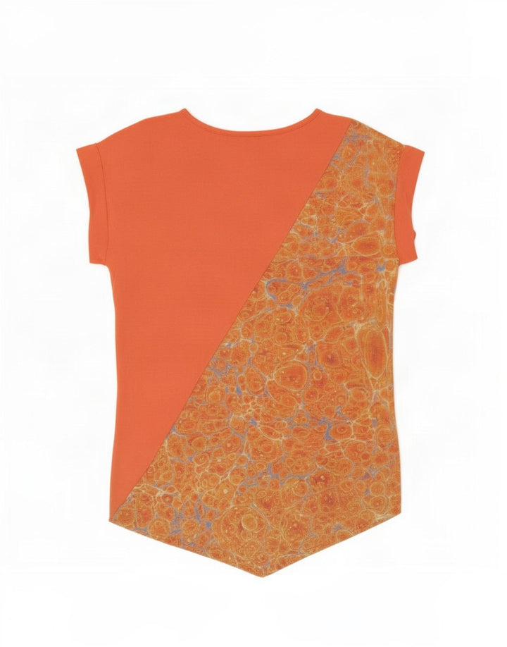 Top cu tunică asimetrică Desigual pentru femei, cu model abstract, UK 14 portocaliu mediu