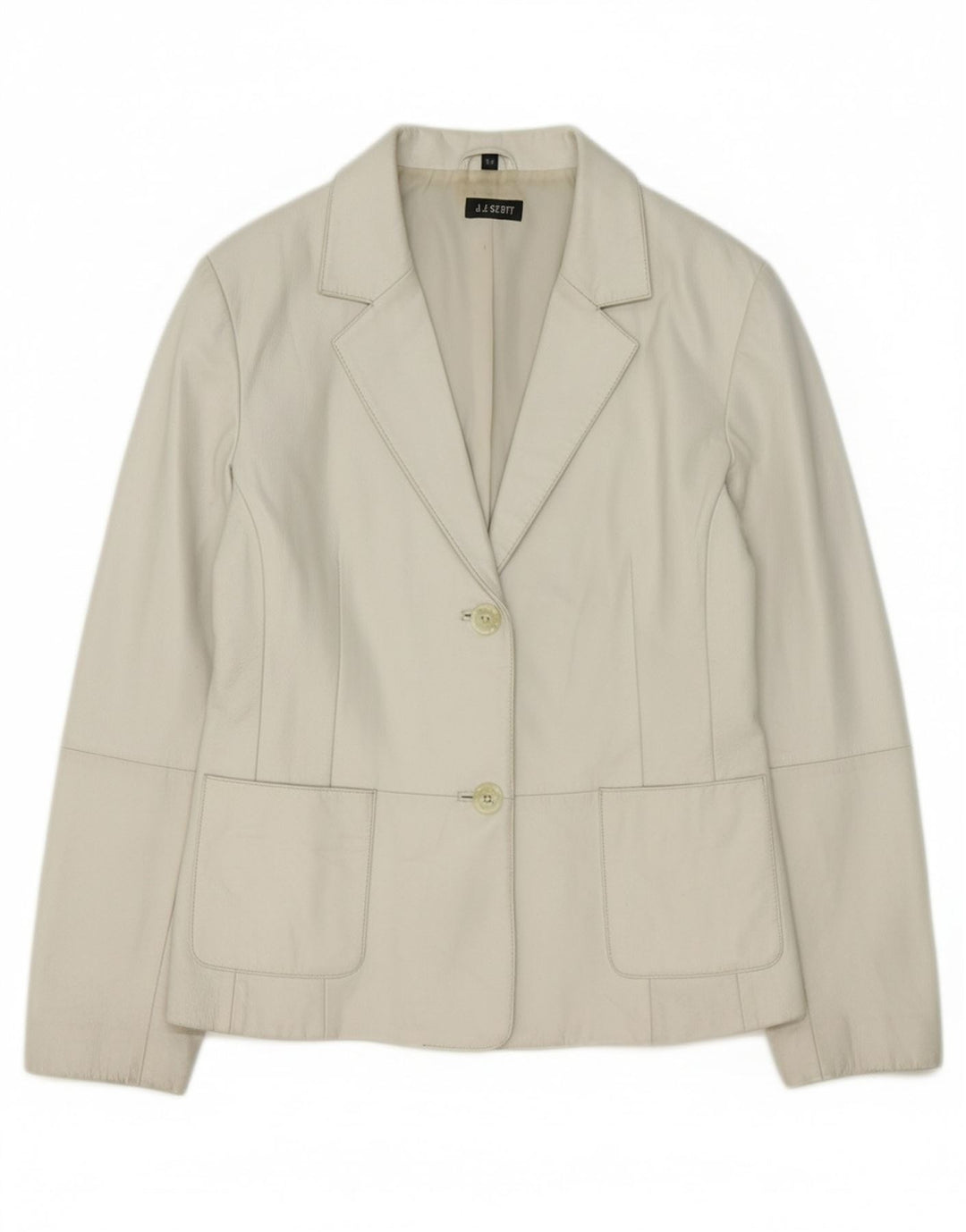 J.J.SCOTT Womens Leather Jacket EU 44 XL Off White Leather Vintage J.J.Scott and Second-Hand J.J.Scott from Messina Hembry 