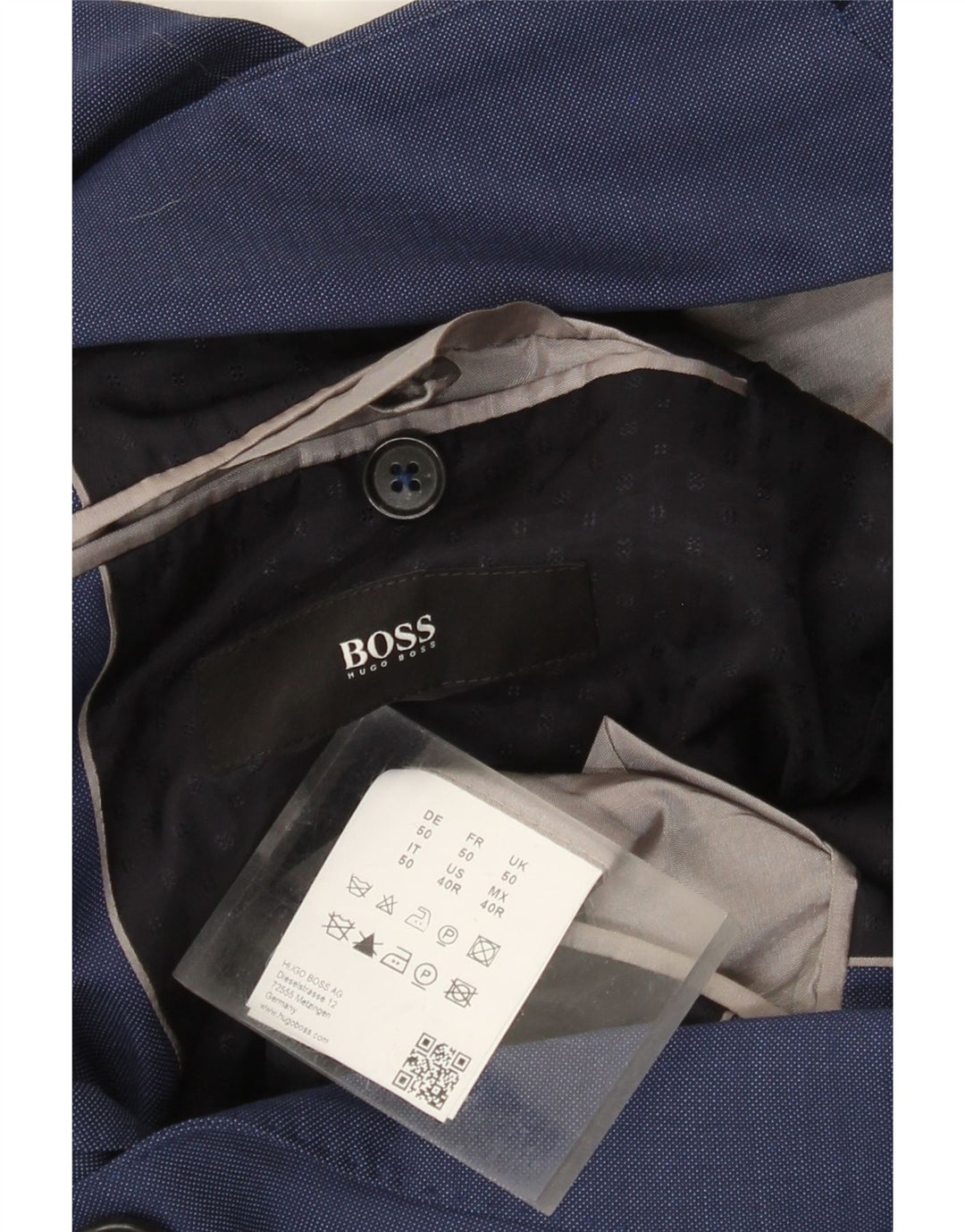 Blazer pentru bărbați HUGO BOSS cu 2 nasturi EU 50 Lână mare albastră