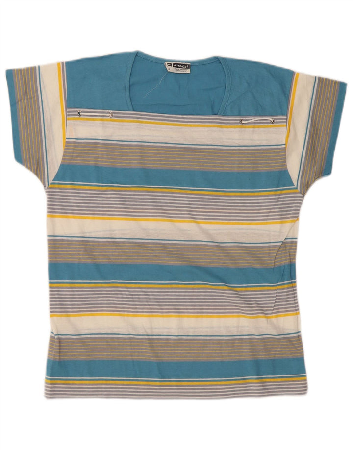 Tricou supradimensionat pentru femei Cagi, UK 14, bumbac cu dungi medii multicolore