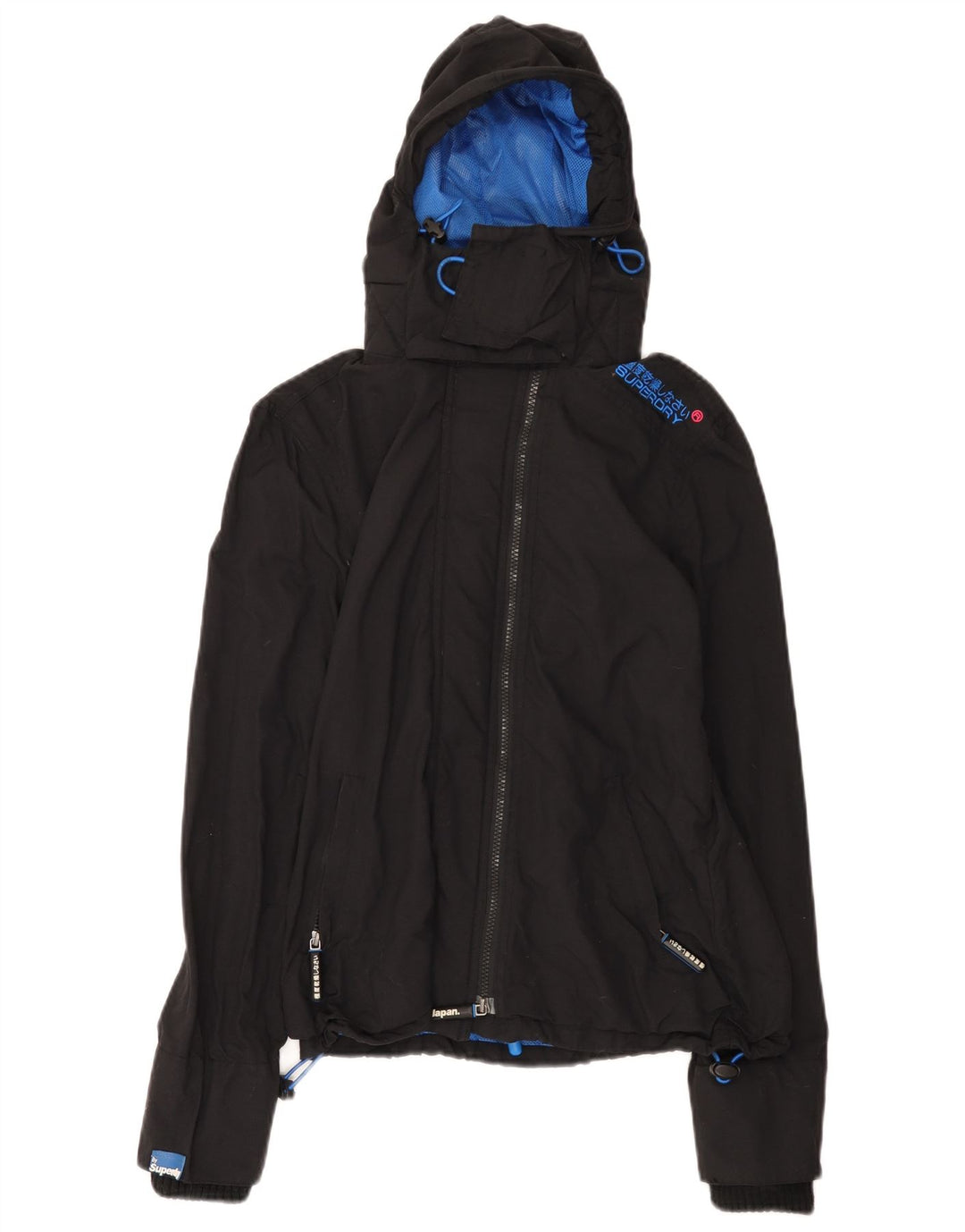 Jachetă de ploaie cu glugă Superdry Windcheater pentru femei UK 14 Medium Black Nylon