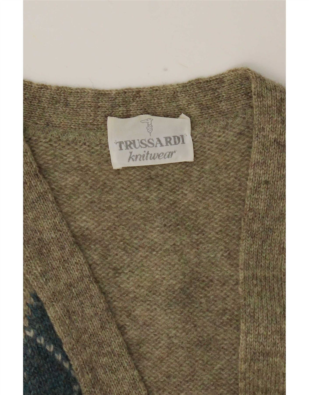 Pulover Cardigan Trussardi pentru bărbați, mare Kaki Argyle/Diamond