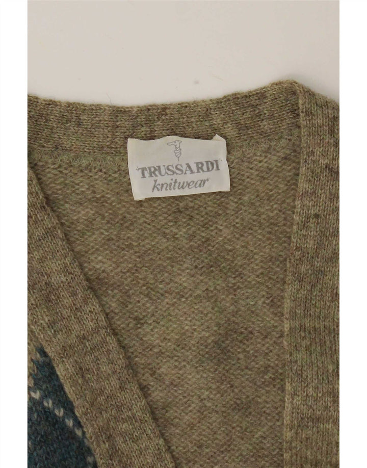 Pulover Cardigan Trussardi pentru bărbați, mare Kaki Argyle/Diamond