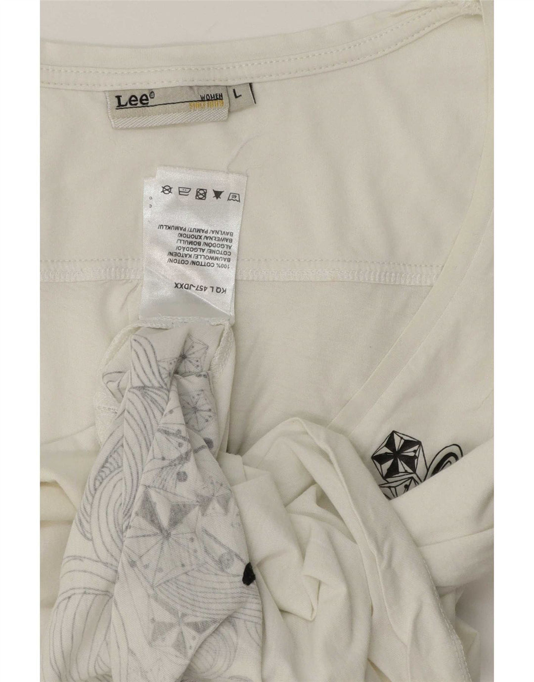 Top pentru femei Lee cu mâneci 3/4 UK 16, mare, alb, bumbac
