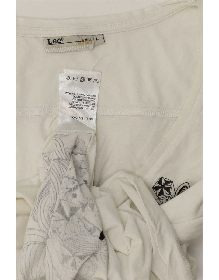 Top pentru femei Lee cu mâneci 3/4 UK 16, mare, alb, bumbac