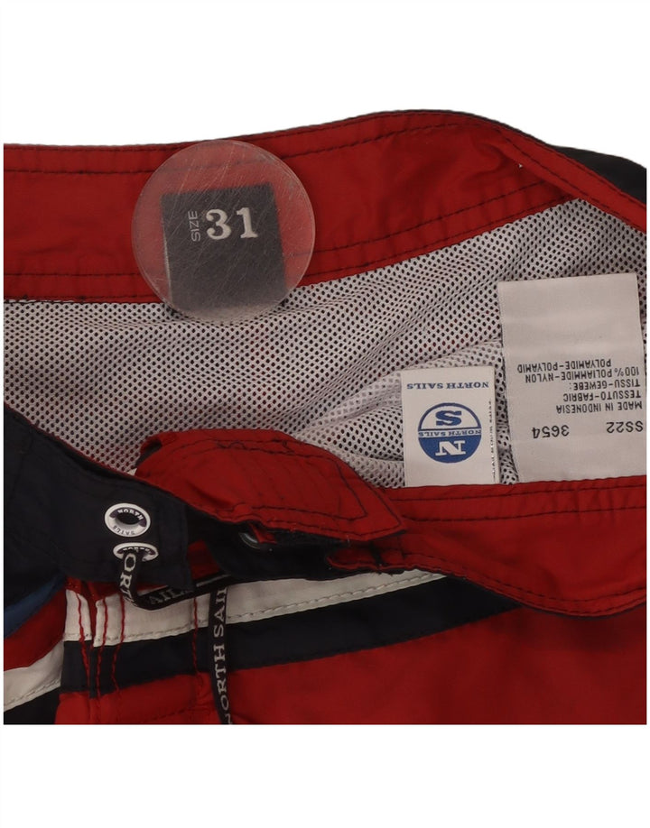 Pantaloni scurți de înot grafic North Sails pentru bărbați, roșu mediu, poliamidă color bloc