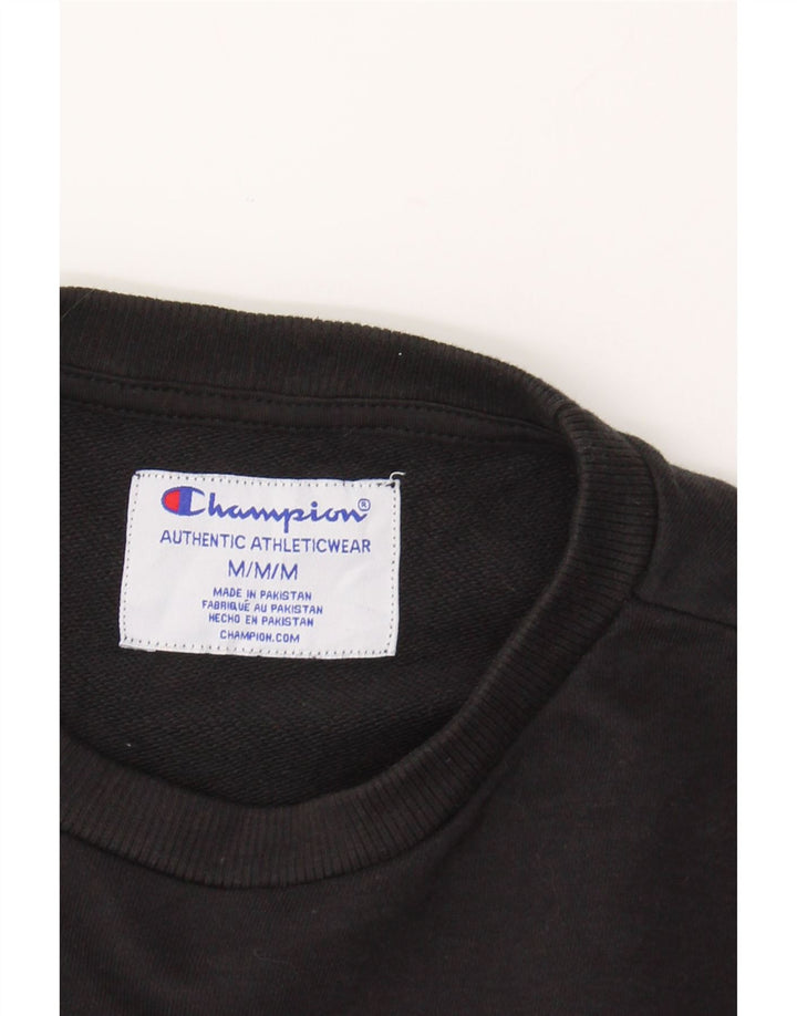 CHAMPION Womens Crop Sweatshirt Jumper UK 14 Medium Black Cotton Vintage Champion and Second-Hand Champion from Messina Hembry 