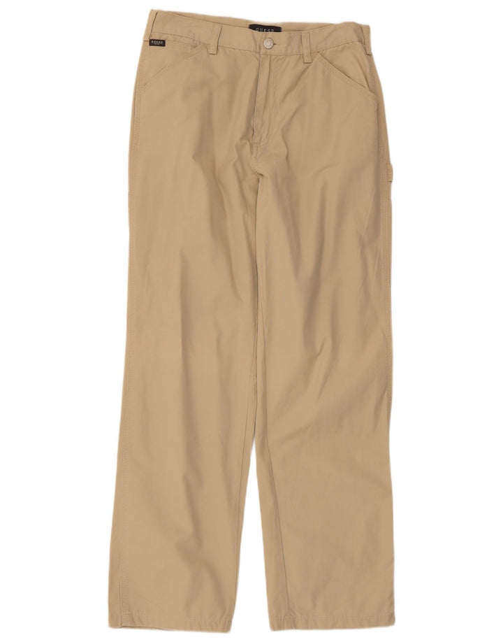 Guess Pantaloni Cargo Drepți L32 L30 Bej Bumbac