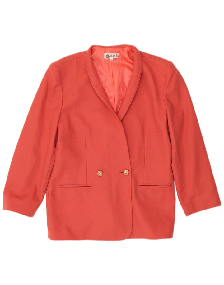 Jachetă vintage pentru femei cu piept dublu IT 48 XL roz din lână virgină