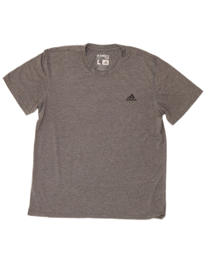 Tricou Adidas Climalite pentru bărbați Top mare din poliester cu pături gri
