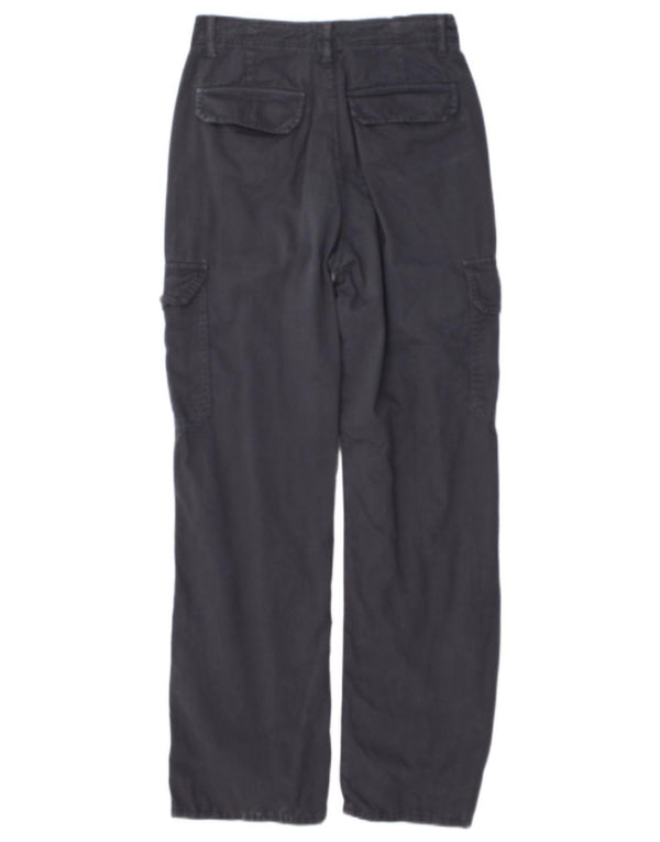 Zara Womens Straight Cargo Trousers EU 34 2XS W24 L30 Grey Cotton