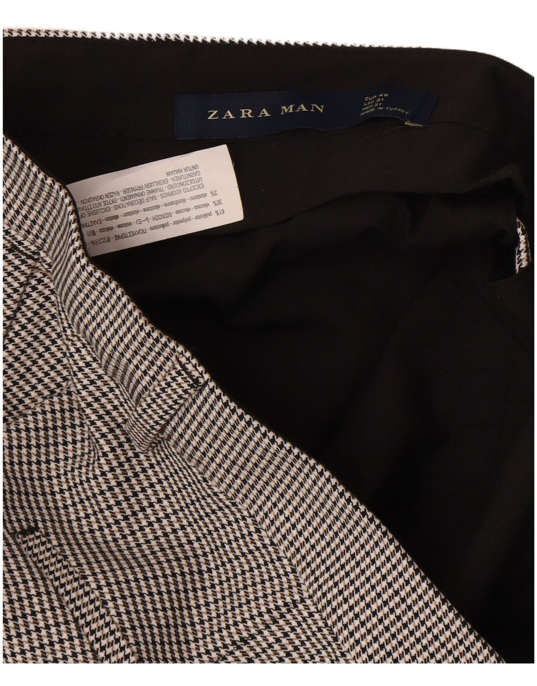 Pantaloni chino slim pentru bărbați Zara EU 40 Mediu L31 L25 Gri Houndstooth