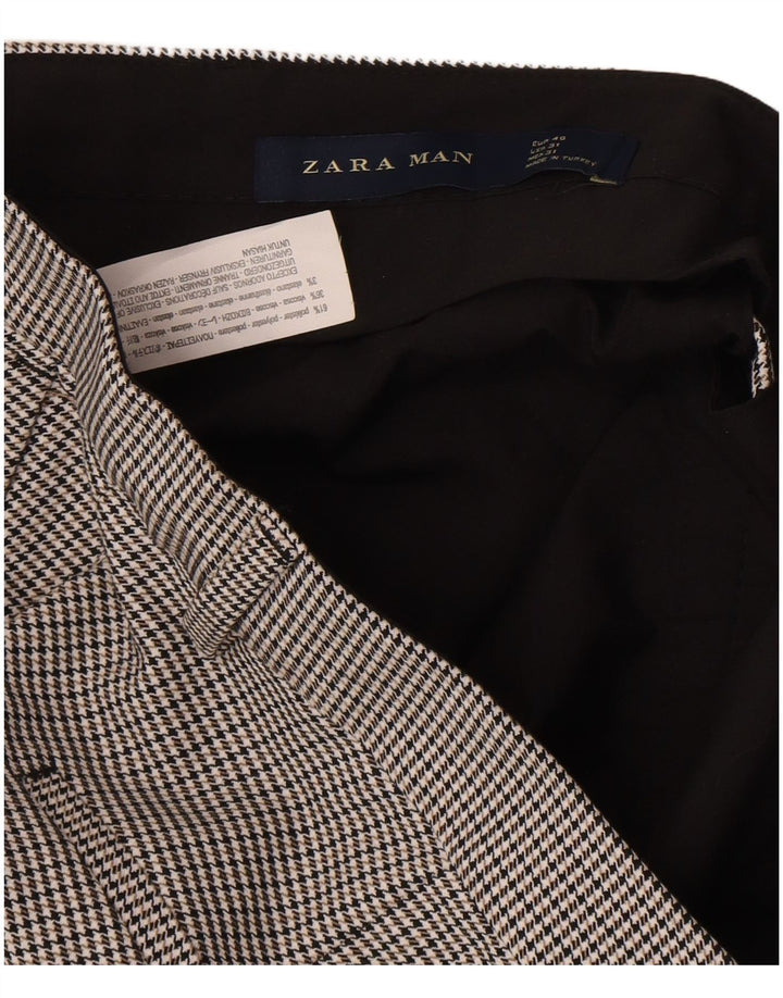 Pantaloni chino slim pentru bărbați Zara EU 40 Mediu L31 L25 Gri Houndstooth
