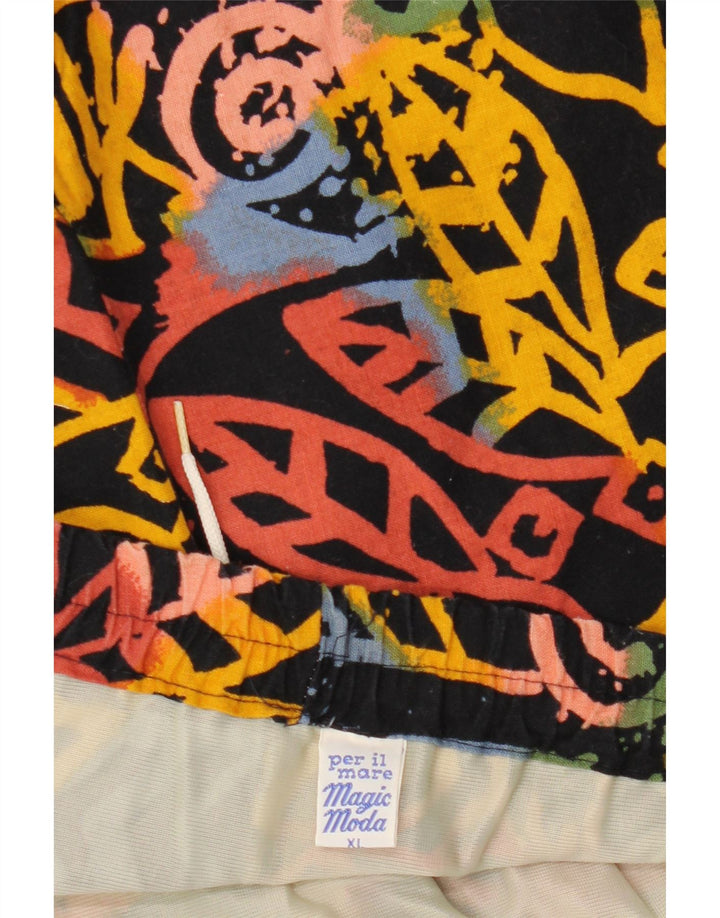 Pantaloni scurți de înot VINTAGE pentru bărbați XL, bumbac floral negru