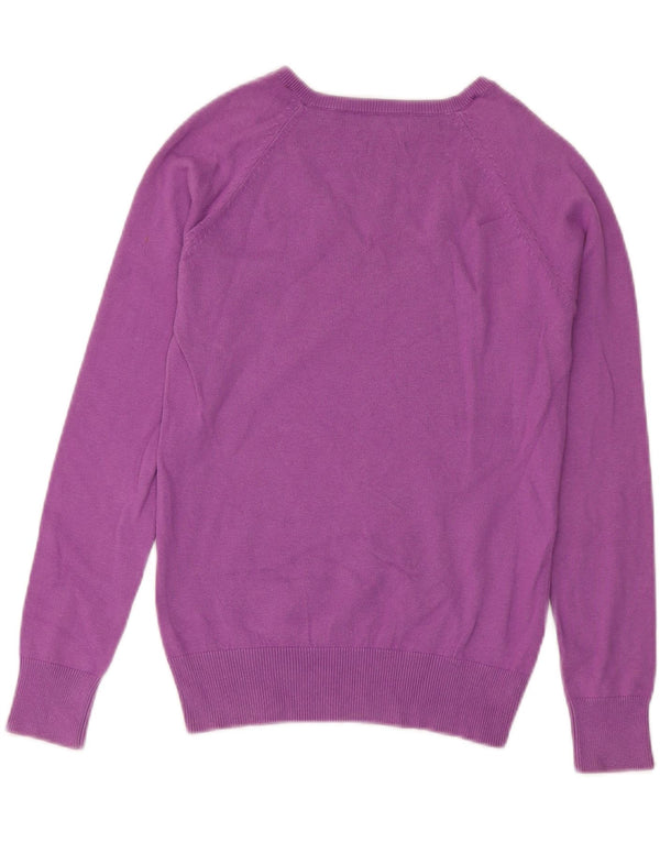 Pulover pentru femeie Zara, cu decolteu în V, UK 12, bumbac violet mediu