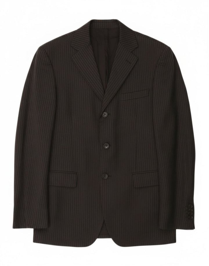 Jachetă Paoloni pentru bărbați cu 3 nasturi IT 48 Medium Black Pinstripe