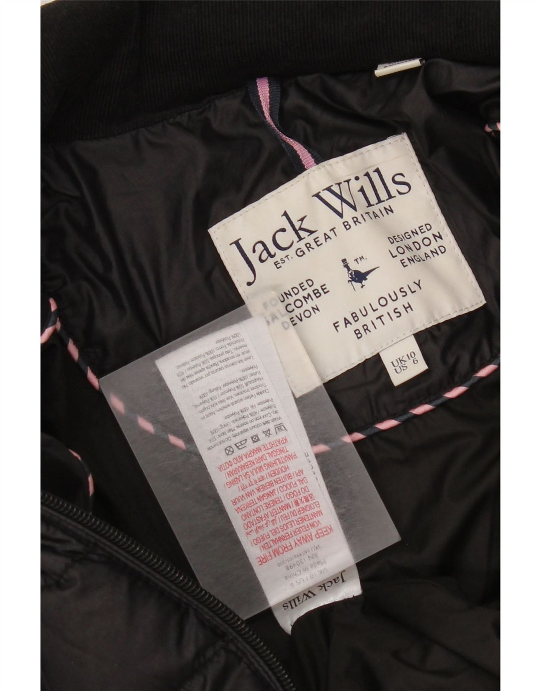 Jack Wills Jachetă căptușită pentru femei UK 10 Small Negru Poliester