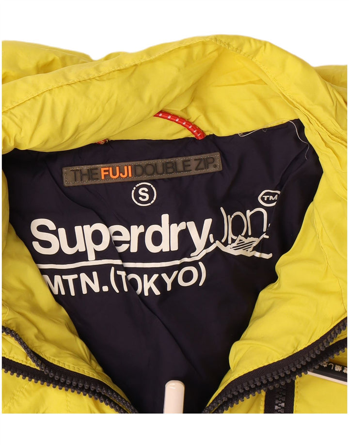 Jachetă căptușită cu glugă Superdry pentru femei UK 10, poliester galben mic