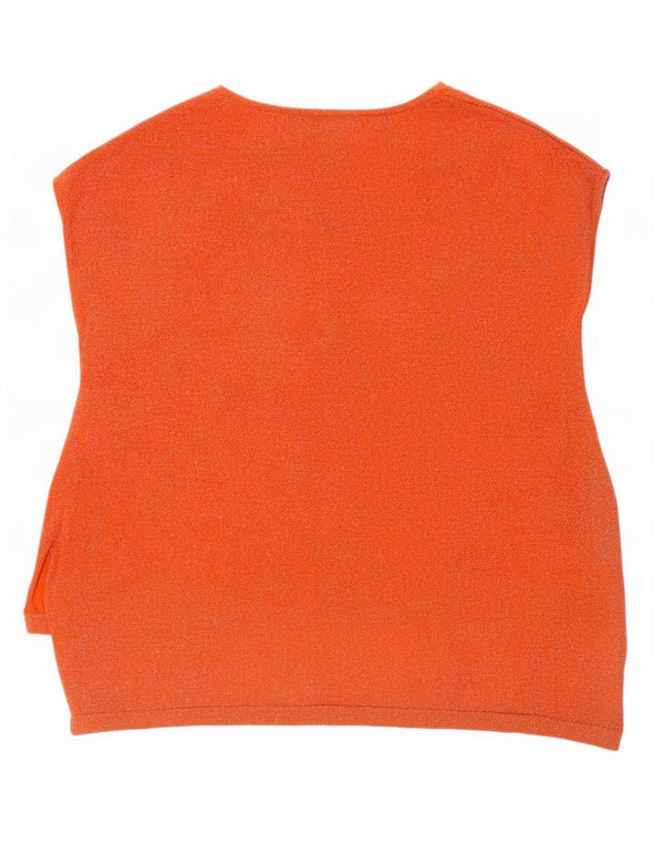 Karen Millen Womens Oversized Vest Top UK 6 XS Orange Flecked Viscose