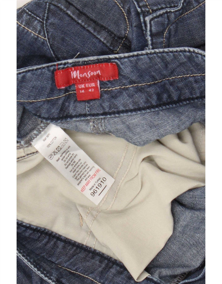 Pantaloni scurti cargo din denim pentru femei Monsoon UK 14 Medium L34 L20 Bumbac albastru