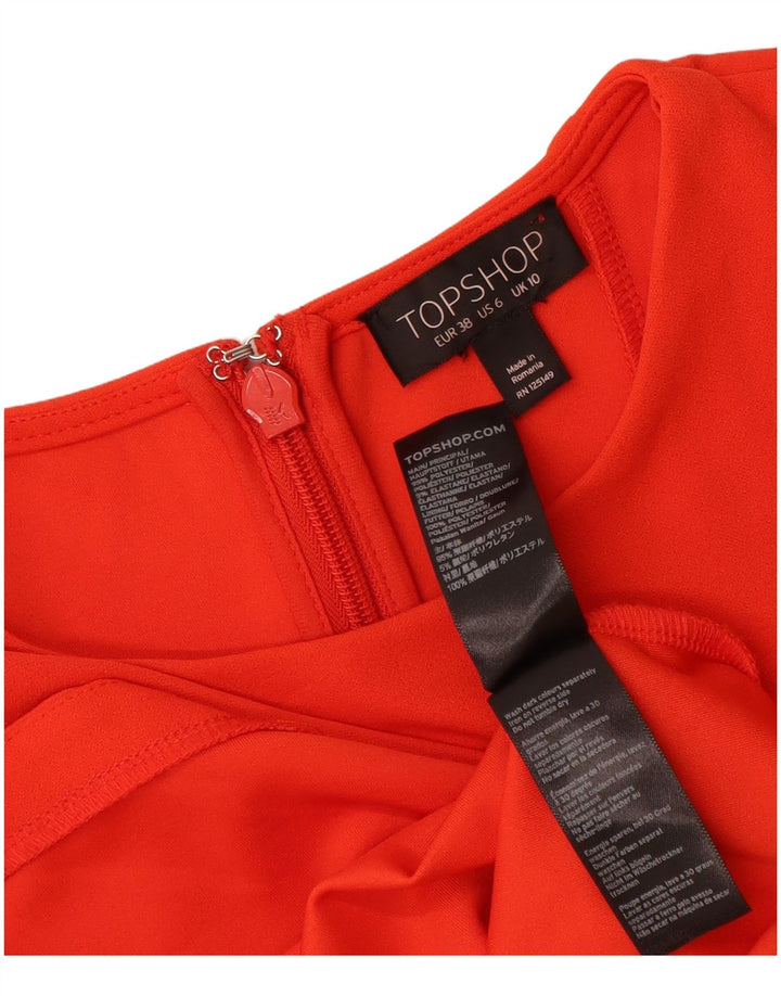 Topshop Rochie pentru femei fără mâneci, UK 10 Poliester portocaliu mic