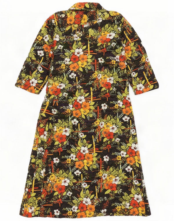 Brettles Womens Quilted Overcoat UK 12/14 Medium Black Floral