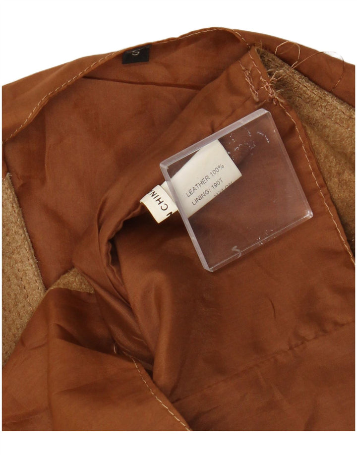 Vestă vintage bărbătească din piele intoarsa mica maro