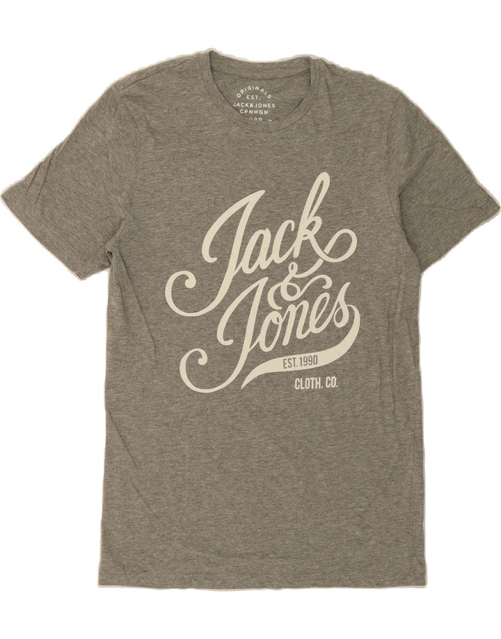 JACK & JONES Mens Graphic T-Shirt Top Large Grey Cotton Vintage Jack & Jones and Second-Hand Jack & Jones from Messina Hembry 