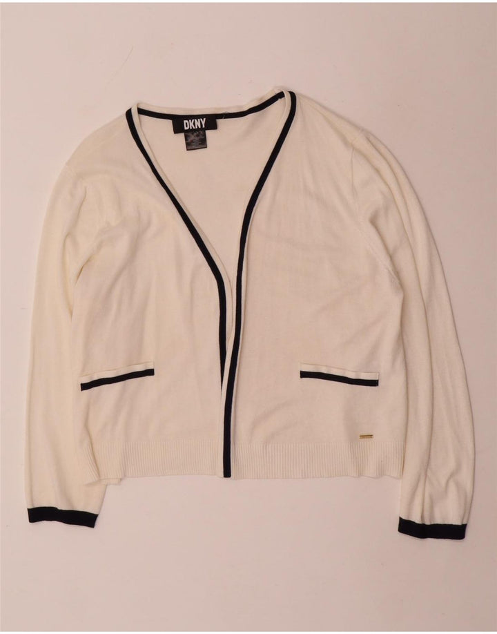 Pulover cardigan deschis pentru femei DKNY UK 16, mare, alb, raion