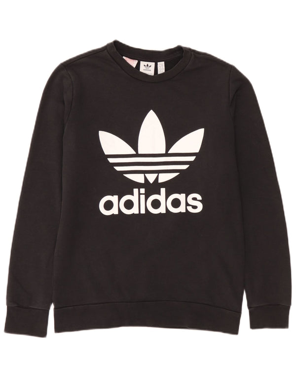 Adidas Băieți Pulover Grafic Pulover 13-14 Ani Bumbac Negru