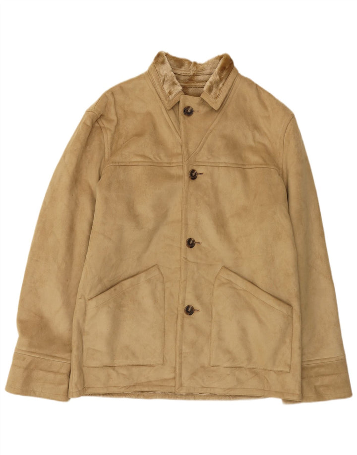 Jachetă Sherpa pentru bărbați Zara UK 42 XL poliester bej