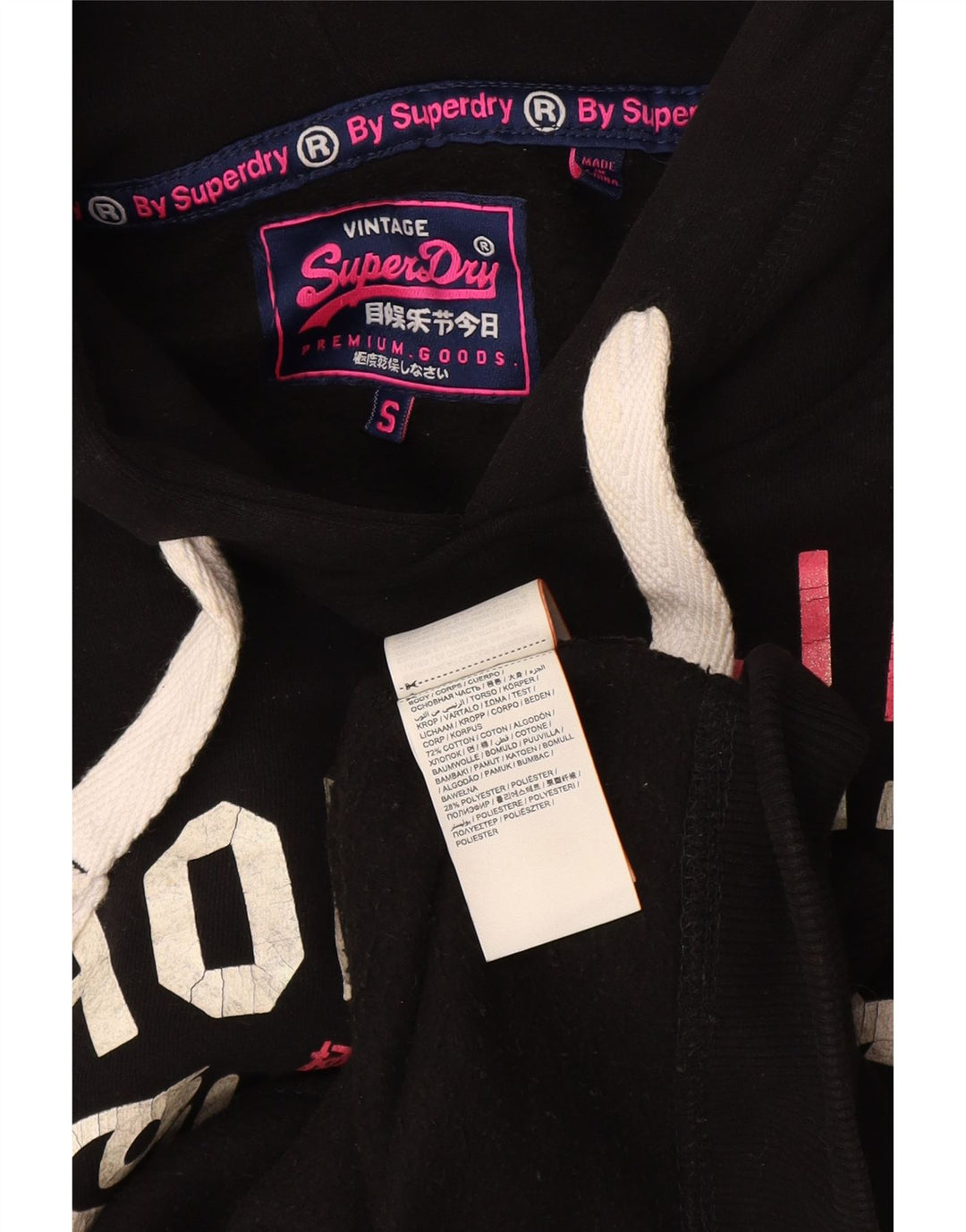 Jumper Superdry pentru bărbați Hornets Graphic Hoodie UK 10 Bumbac negru mic