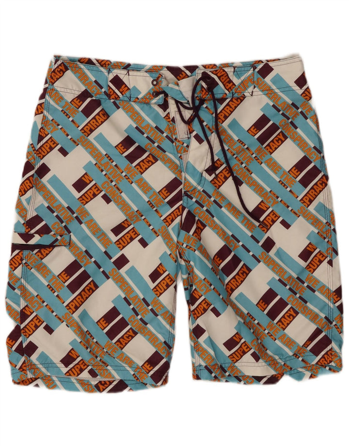 Pantaloni scurți de înot grafic WESC pentru bărbați, poliester cu carouri mici, multicolore