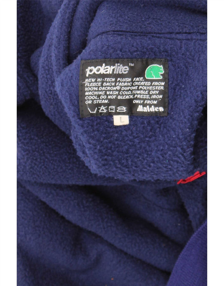 Pulover Malden pentru bărbați, cu gât cu nasturi, fleece, mare, albastru