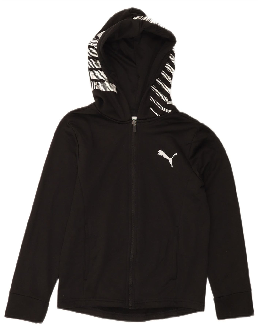 Pulover pentru fete PUMA Graphic Zip Hoodie 7-8 ani Poliester negru mic