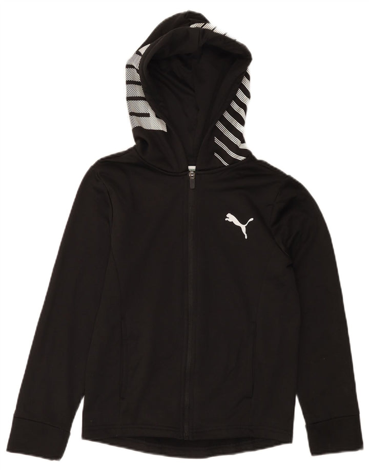 Pulover pentru fete PUMA Graphic Zip Hoodie 7-8 ani Poliester negru mic